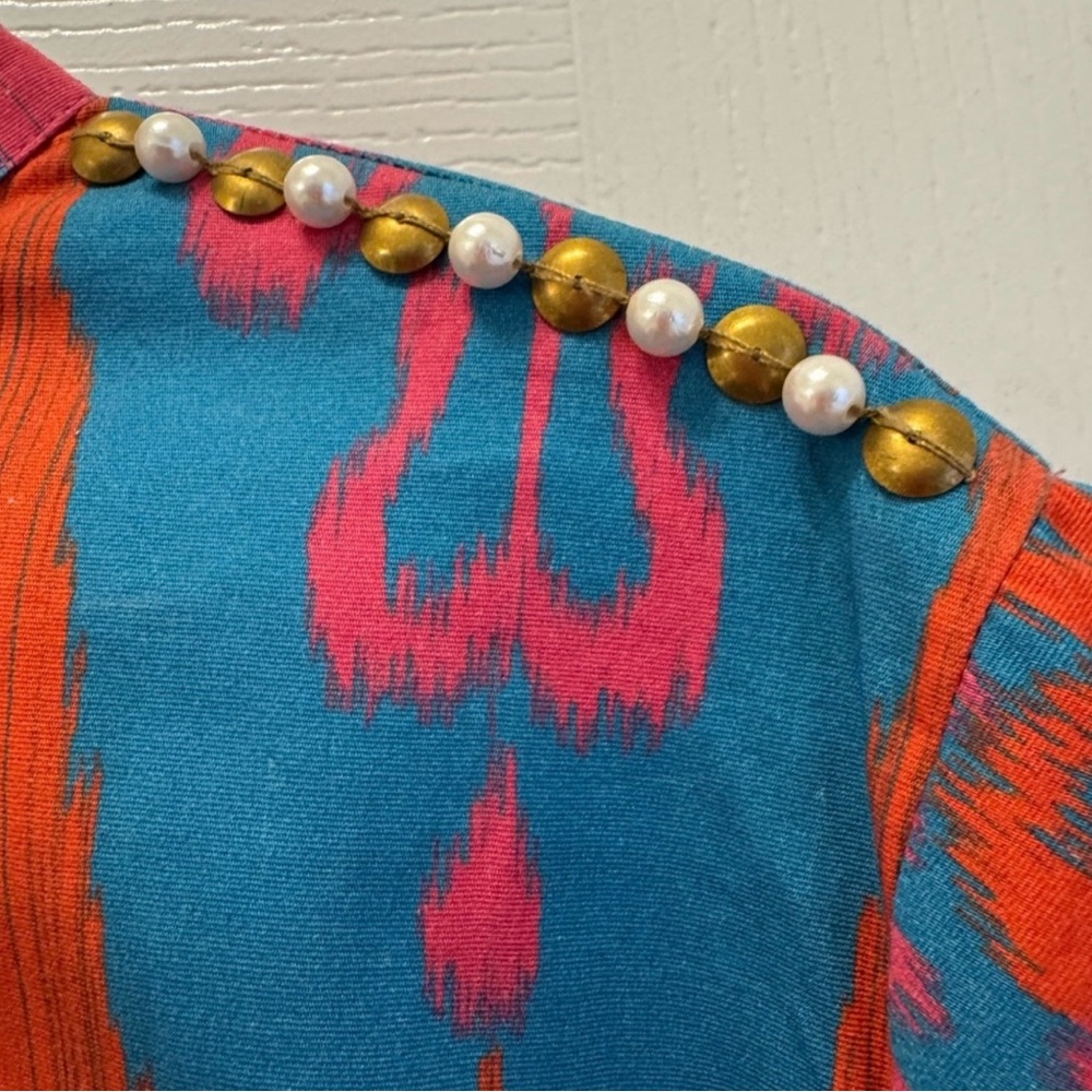 Sheridan French pink blue Ikat Dress M - Picture 5 of 5
